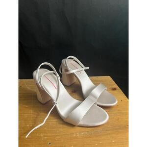 NWOB Womens Loeffler Randall MALIA SATIN CREAM Heeled ANKLE STRAP Sandal 6B/36.5